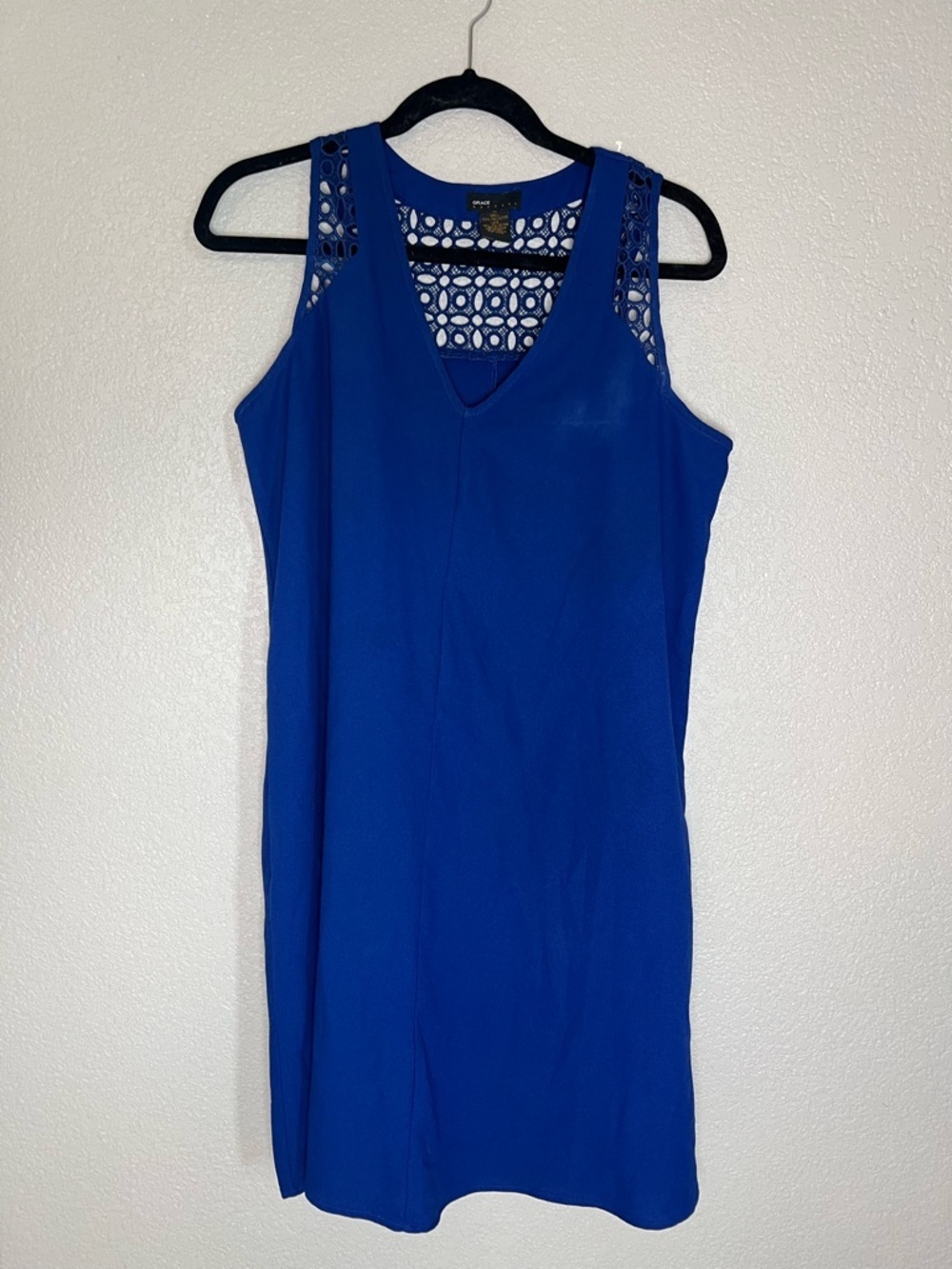 Grace Royal Blue Crochet-Back Sleeveless Tank dress